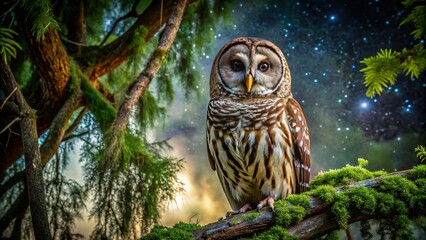 Florida Barred Owl Long Exposure Night Photography - Wildlife Image