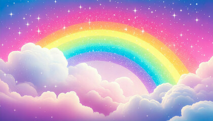 rainbow on cloud pink pastel colour fantasy dreamy soft focus background blur tyle