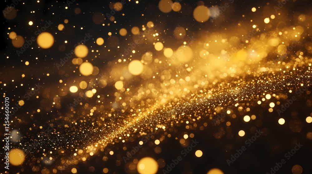 Poster golden glimmering bokeh lights on dark background creating a magical and festive atmosphere
