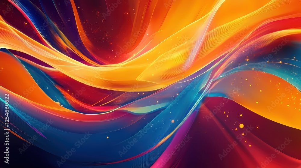 Poster abstract digital art with vibrant colors and dynamic flow creating a modern artistic design