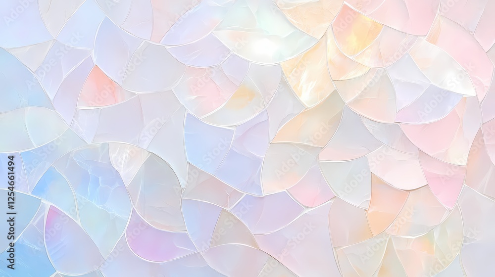 Poster pastel mosaic of iridescent scales creating a dreamy and ethereal abstract background