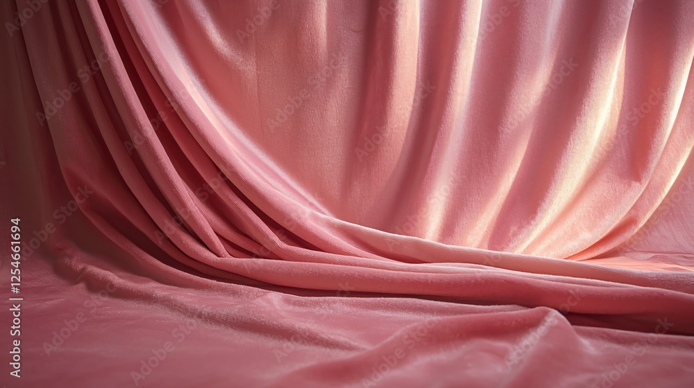Poster elegant pink velvet fabric with soft folds and subtle light creating a luxurious backdrop