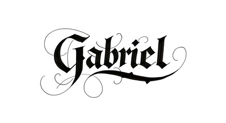 Gabriel Name in Calligraphy Font with Flourishes Elegant and Stylistic