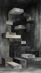 Abstract 3D Grey Concrete Blocks Background