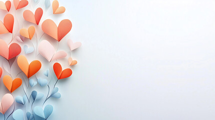 Romantic abstract floral background with hearts and butterflies