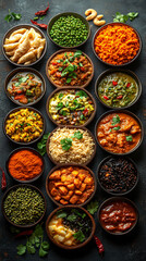 Fototapeta premium Traditional Indian curry dish rich aromatic spices vibrant flavors tender vegetables slow cooked sauce authentic cuisine meal hearty comfort food cultural hyper photography top view chef plate fresh
