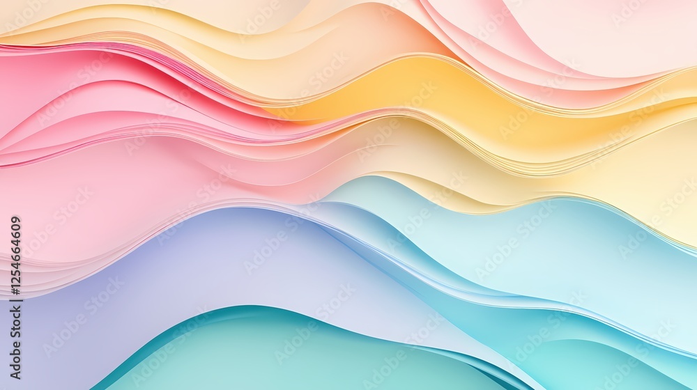 Poster pastel abstract waves background with soft colors and smooth flowing lines for digital art