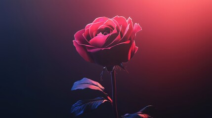 Elegant rose with dramatic lighting on dark background for romantic and luxurious feel