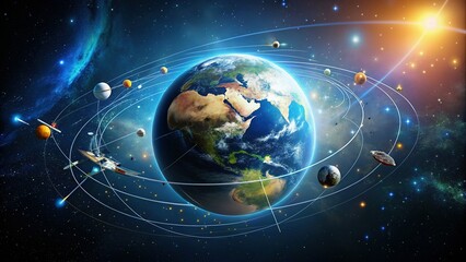 Minimalist Space Debris: Earth's Orbital Tapestry of Satellites and Space Junk