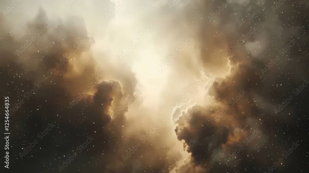 Poster ethereal nebula of light and shadow with cosmic dust creating a celestial dreamscape
