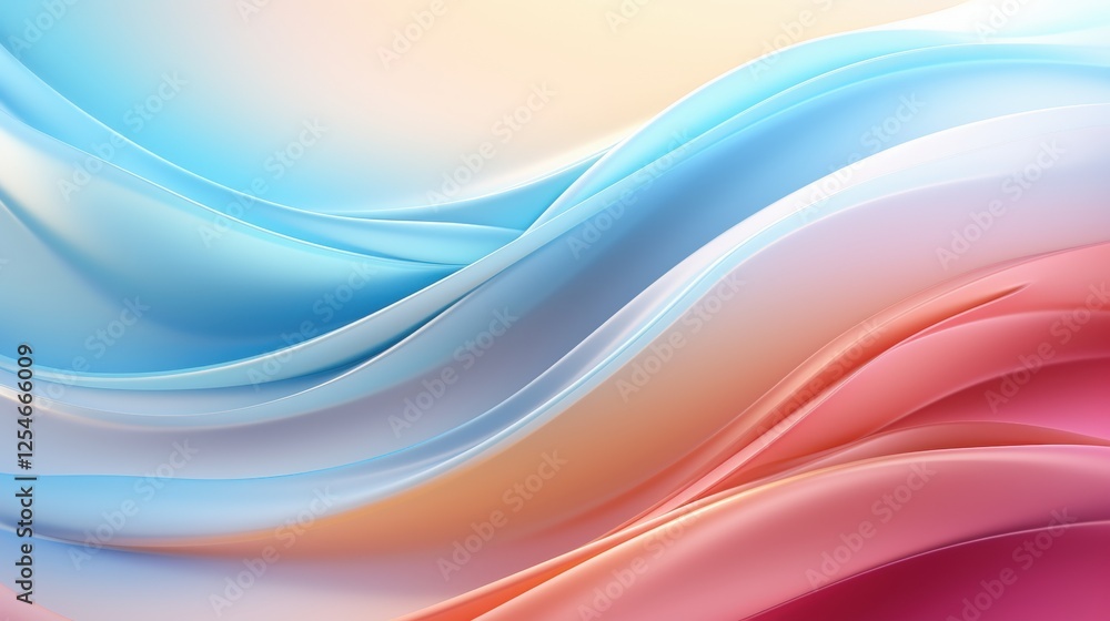 Poster abstract 3d background with flowing waves in pastel colors for artistic and modern designs, perfect 