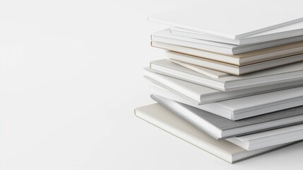 Stack of books on white background; education, learning concept