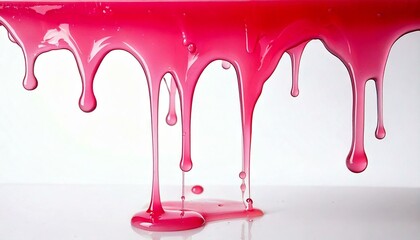 Dripping juice. Dripping jelly. Pink jelly. Fruit jelly. Leaking jelly.