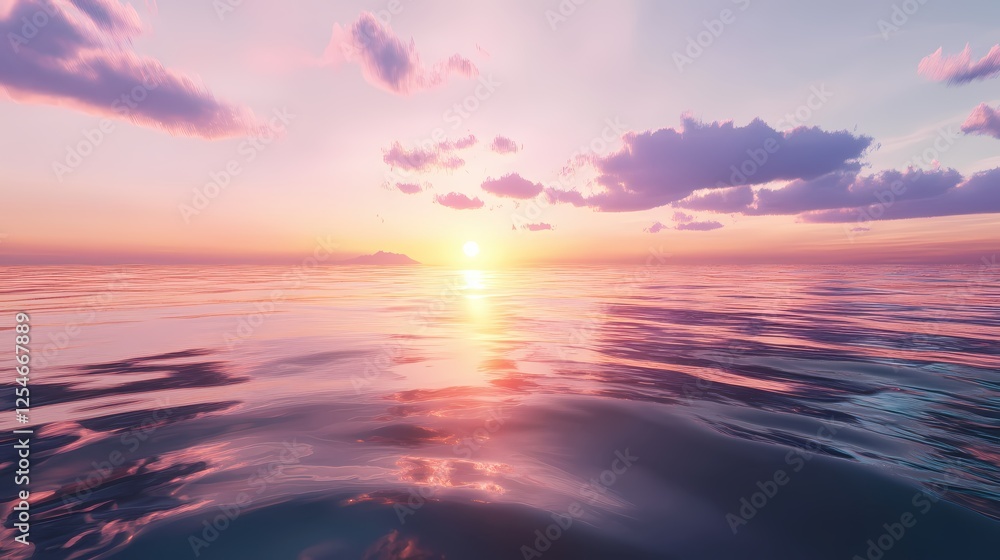Aufkleber serene ocean sunset with soft clouds reflecting in the water creating a tranquil atmosphere