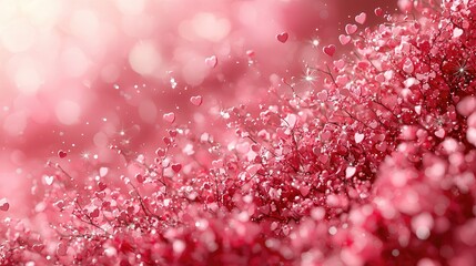 Vibrant pink heart-shaped flowers glimmering under soft light in a romantic setting
