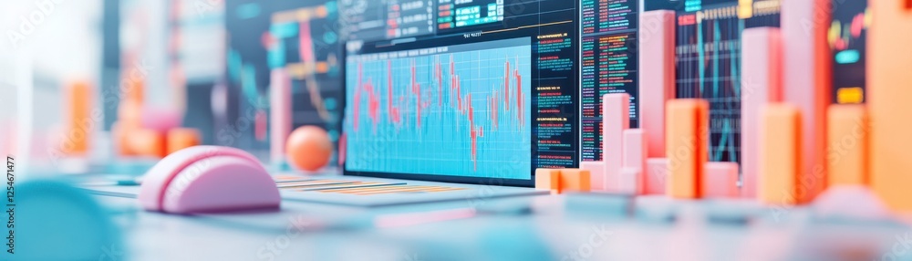 Aufkleber a vibrant data visualization scene featuring colorful graphs, charts, and analytics tools, emphasizi