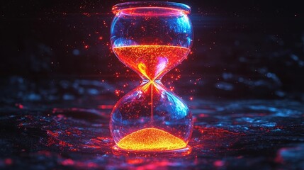 Luminous Hourglass Icon Suspended in Ethereal Void Visualizing Time s Passage