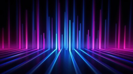 Abstract Minimal 3D Render with Vibrant Blue and Pink Lines in a Dark Environment for Futuristic and Modern Design Concepts