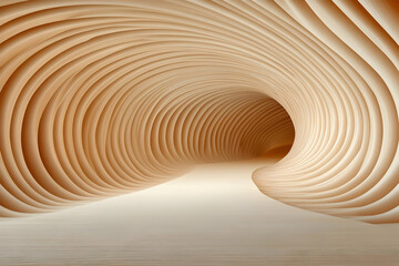 Abstract 3D Beige Tunnel Background Illustration