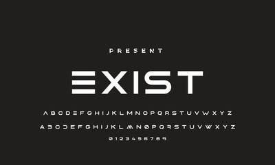 Obraz premium Abstract minimal future alphabet fonts. simple typography sport future creative font . vector illustrator