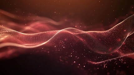Fototapeta premium Abstract red particle wave, dark background, digital art, website banner