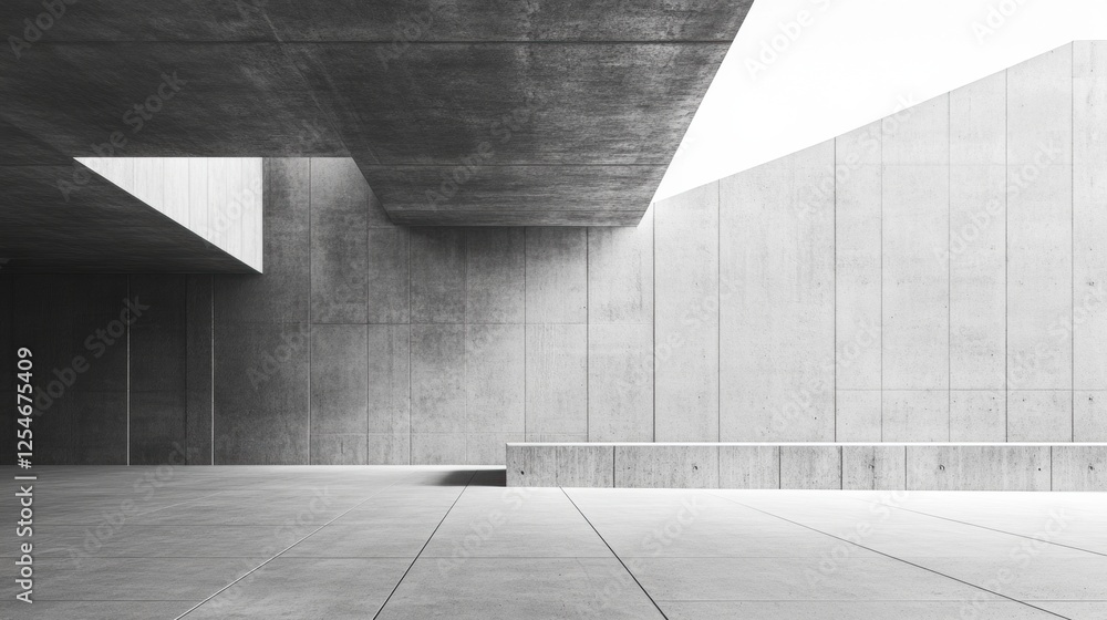 Aufkleber Exploration of minimalist concrete architecture featuring clean lines and expansive space showcasing a modern design. Generative AI