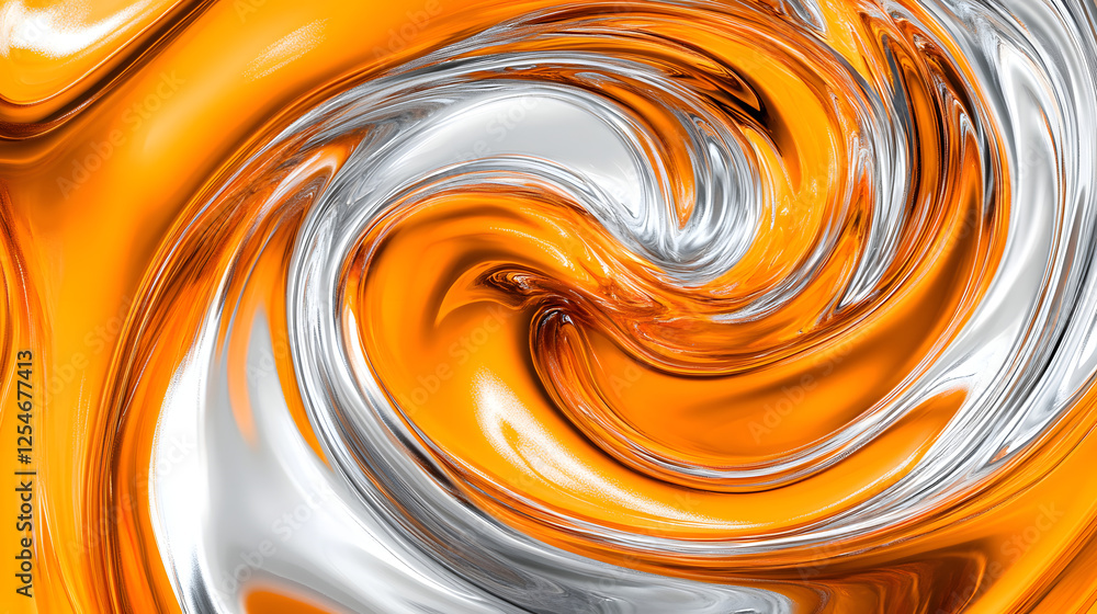 Poster abstract swirl of orange and white colors creating a dynamic visual effect in a fluid design