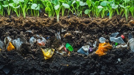 Non-Biodegradable Plastic Waste Contaminating Soil Ecosystem Cross-Section Impact on Environment