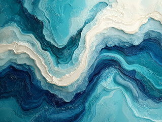 Fototapeta premium Abstract liquid background deep blue teal fluid waves flowing organic texture high resolution digital artwork modern aesthetic oceanic movement wallpaper elegant smooth artistic gradient design