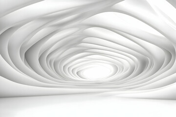 Abstract 3D White Swirling Tunnel Background