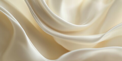 Obraz premium A hyper-detailed macro shot of thick, velvety cream with a glossy swirl. Soft lighting highlights its silky texture against a blurred modern kitchen backdrop, creating a luxurious, cinematic feel.