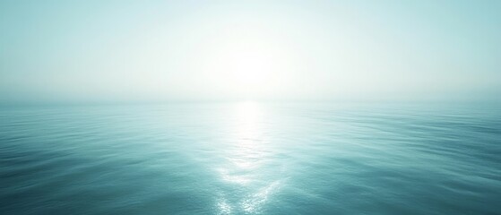 Obraz premium Tranquil ocean scene where water meets a bright horizon, evoking a sense of calm limitless space and serene beauty.