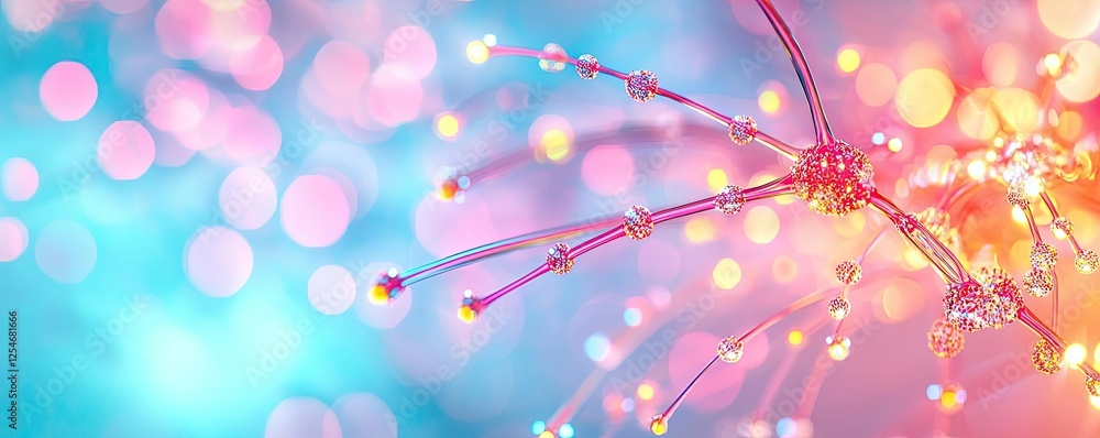 Poster microscopic ocean life microscopic concept. colorful abstract background with vibrant bokeh and glow