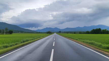 Naklejka premium A winding mountain road leading to the sky