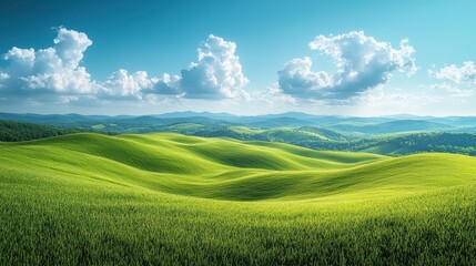 Obraz premium Stunning Green Hills and Fields Landscape