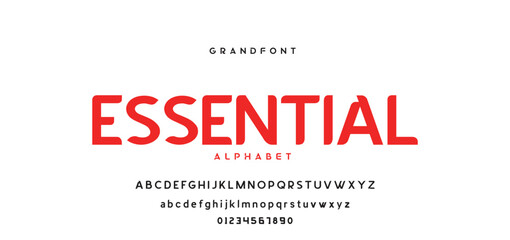 Digital modern alphabet font. Creative abstract urban, futuristic, fashion, sport, minimal technology typography. Simple vector illustration with number