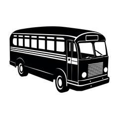 Old bus isolated on white. Silhouette of a bus.