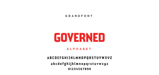 Digital modern alphabet font. Creative abstract urban, futuristic, fashion, sport, minimal technology typography. Simple vector illustration with number