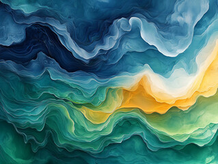 Abstract liquid background deep blue teal fluid waves flowing organic texture high resolution digital artwork modern aesthetic oceanic movement wallpaper elegant smooth artistic gradient design