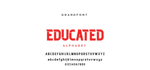 Digital modern alphabet font. Creative abstract urban, futuristic, fashion, sport, minimal technology typography. Simple vector illustration with number