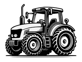 Vector line art illustration a  Tractor 