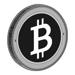 Vector line art illustration a Bitcoin 