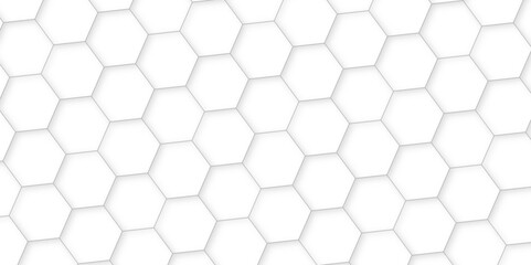 White and gray hexagon futuristic technology honeycomb pattern vector design. futuristic geometry pattern honeycomb mosaic and tile texture. Geometric mesh minimal clean gradient color for wallpaper.