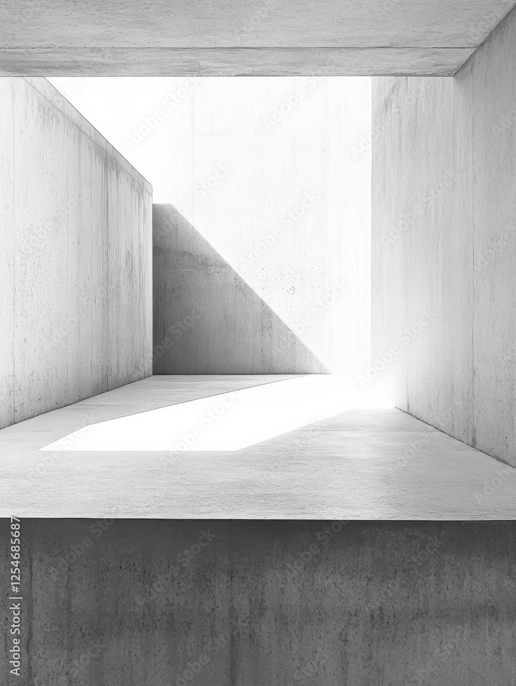 Poster Concrete texture background with minimalist design and natural light creating deep shadows in modern architectural space. Generative AI