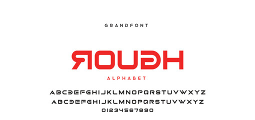 Digital modern alphabet font. Creative abstract urban, futuristic, fashion, sport, minimal technology typography. Simple vector illustration with number