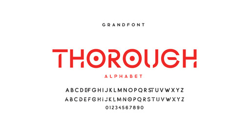 Digital modern alphabet font. Creative abstract urban, futuristic, fashion, sport, minimal technology typography. Simple vector illustration with number