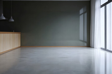 Obraz premium Minimalist interior design with natural light and wooden accents in a modern space