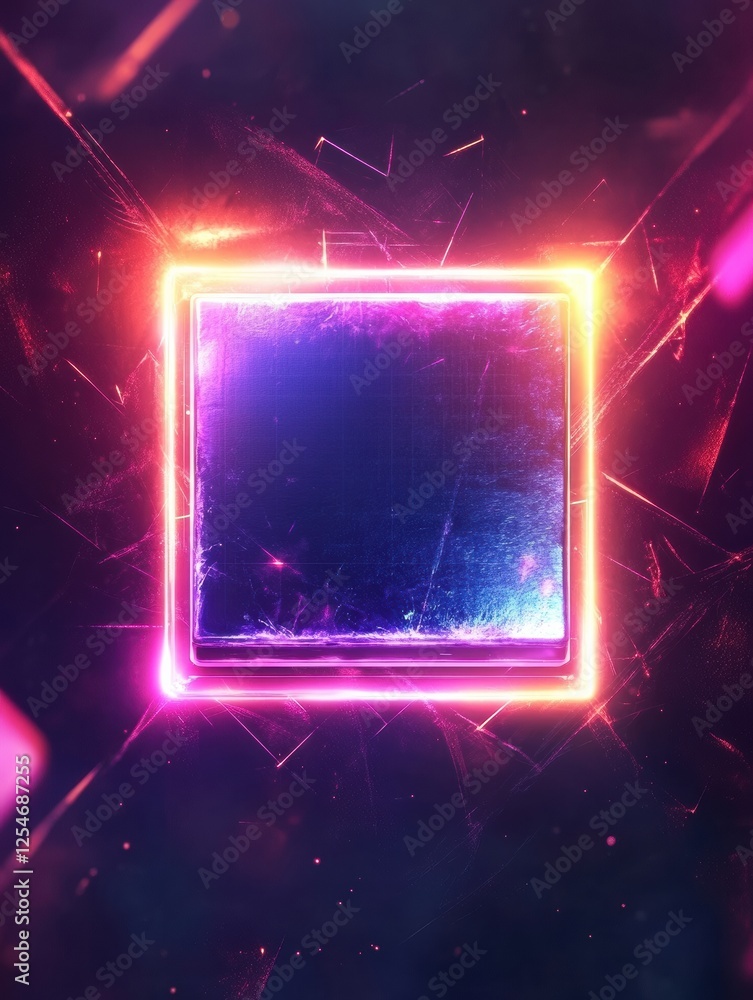 Leinwandbilder brightly lit microchip design glowing with neon colors and abstract effects in a futuristic setting.