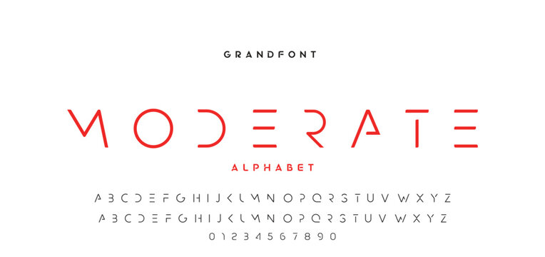 Digital modern alphabet font. Creative abstract urban, futuristic, fashion, sport, minimal technology typography. Simple vector illustration with number