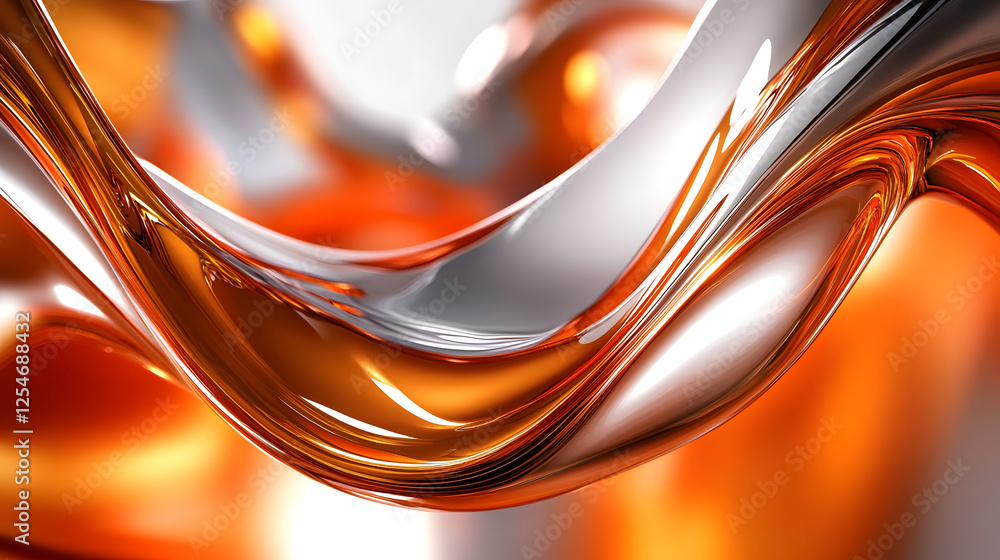 Poster close up of vibrant liquid mixing with tulip petals in a dynamic abstract composition